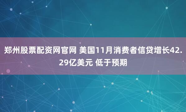 郑州股票配资网官网 美国11月消费者信贷增长42.29亿美元 低于预期